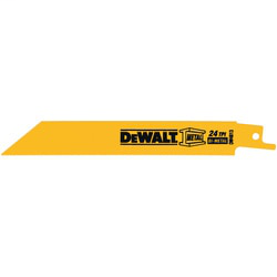 DEWALT DW4813-2 6 Inch 24 TPI Straight Back Bi-Metal Reciprocating Saw Blade DEWALT DW4813-2 6 Inch 24 TPI Straight Back Bi-Metal Reciprocating Saw Blade