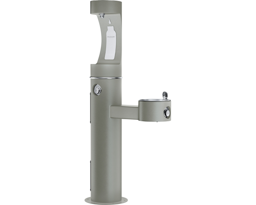 Elkay Outdoor EZH2O Bottle Filling Station Bi-Level Pedestal, Non-Filtered Non-Refrigerated Gray