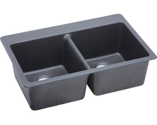Elkay Quartz Classic 33" x 22" x 9-1/2", Equal Double Bowl Drop-in Sink, Dusk Gray
