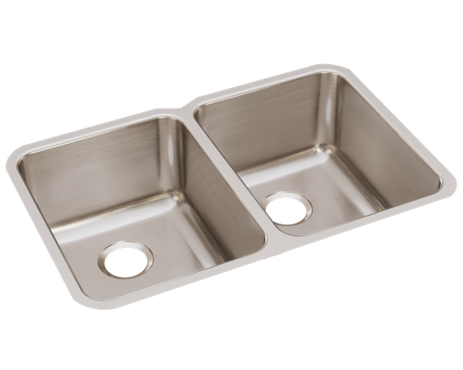 Elkay Lustertone Classic Stainless Steel 31-1/4" x 20" x 9-7/8", Equal Double Bowl Undermount Sink