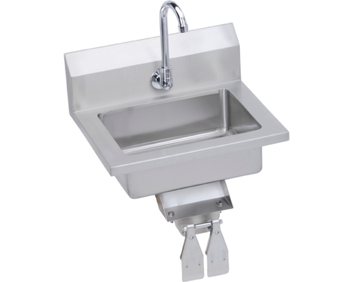 Elkay Stainless Steel 18" x 14-1/2" x 11" 18 Gauge Hand Sink with Knee Valve and Faucet