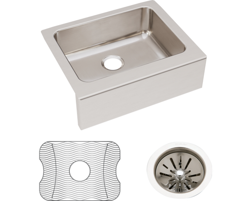 Elkay Lustertone Classic Stainless Steel 25" x 20-1/2" x 7-7/8", Single Bowl Farmhouse Sink Kit