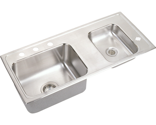 Elkay Lustertone Classic Stainless Steel 37-1/4" x 17" x 4", Double Bowl Drop-in Classroom ADA Sink