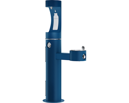 Elkay Outdoor EZH2O Bottle Filling Station Bi-Level Pedestal, Non-Filtered Non-Refrigerated Blue