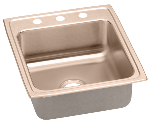 Elkay CuVerro Antimicrobial Copper 19-1/2" x 22" x 7-5/8", Single Bowl Drop-in Sink