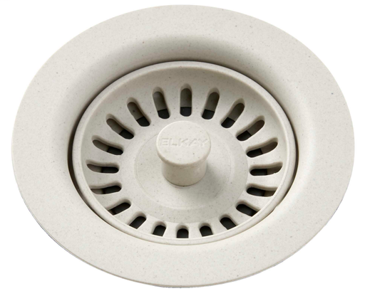 Elkay Polymer Drain Fitting with Removable Basket Strainer and Rubber Stopper Bisque