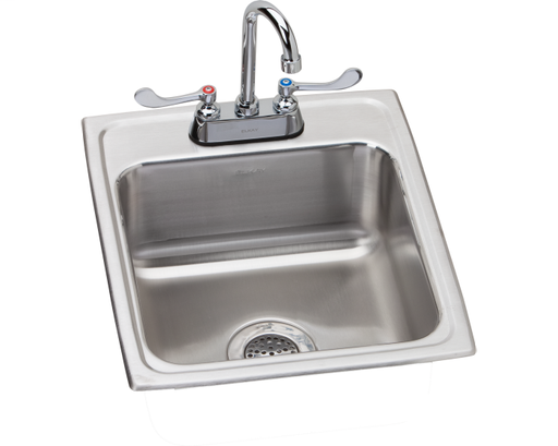 Elkay Lustertone Classic Stainless Steel 17" x 20" x 7-5/8", Single Bowl Drop-in Sink + Faucet Kit