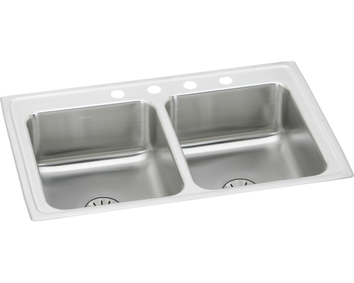 Elkay Lustertone Classic Stainless Steel 29" x 18" x 6-1/2", Equal Double Bowl Drop-in ADA Sink with Perfect Drain