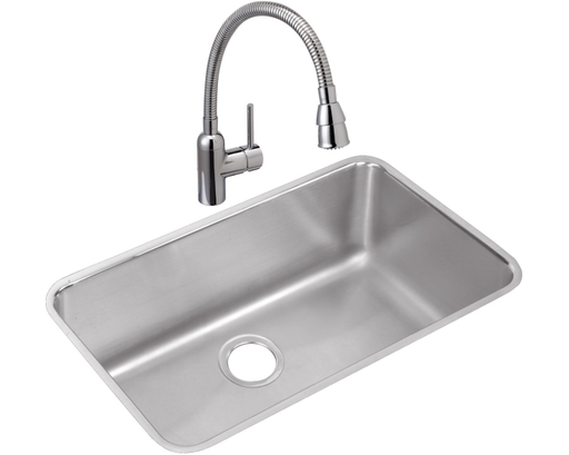 Elkay Lustertone Classic Stainless Steel, 30-1/2" x 18-1/2" x 11-1/2", Single Bowl Undermount Sink and Faucet Kit