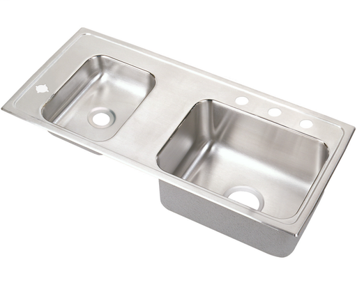 Elkay Lustertone Classic Stainless Steel 37-1/4" x 17" x 6", Double Bowl Drop-in Classroom ADA Sink