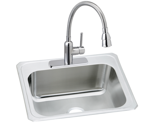 Elkay Pursuit Stainless Steel 25" x 22" x 12-1/4", Single Bowl Drop-in Sink and Faucet Kit