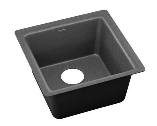 Elkay Quartz Luxe 15-3/4" x 15-3/4" x 7-11/16", Single Bowl Dual Mount Bar Sink, Charcoal