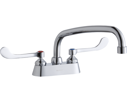 Elkay 4" Centerset with Exposed Deck Faucet with 10" Arc Tube Spout 6" Wristblade Handles