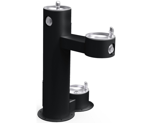 Elkay Outdoor Fountain Bi-Level Pedestal with Pet Station, Non-Filtered Non-Refrigerated, Freeze Resistant, Black