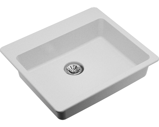 Elkay Quartz Classic 25" x 22" x 5-1/2", Single Bowl Drop-in ADA Sink with Perfect Drain, White