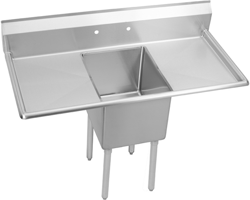 Elkay Dependabilt Stainless Steel 54" x 23-3/4" x 45" 18 Gauge One Compartment Sink w/ 18" Left and Right Drainboards and Stainless Steel Legs