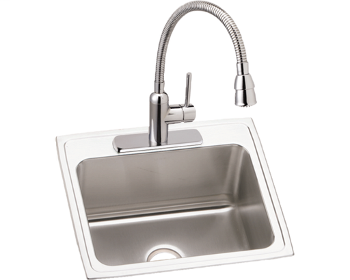 Elkay Lustertone Classic Stainless Steel 25" x 22" x 10-3/8", Single Bowl Drop-in Sink and Faucet Kit