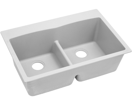 Elkay Quartz Classic 33" x 22" x 10", Equal Double Bowl Drop-in Sink with Aqua Divide, White