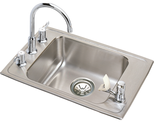 Elkay Lustertone Classic Stainless Steel 22" x 19-1/2" x 5", Single Bowl Drop-in Classroom ADA Sink Kit