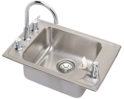 Elkay Lustertone Classic Stainless Steel 25" x 17" x 5-1/2", Single Bowl Drop-in Classroom ADA Sink Kit