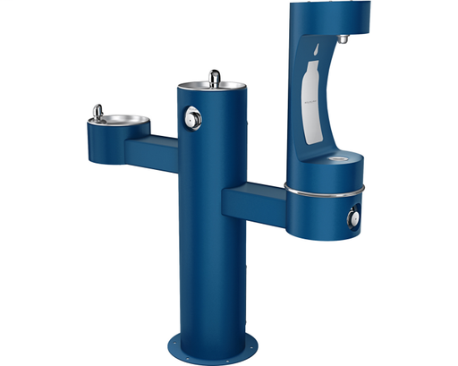 Elkay Outdoor ezH2O Bottle Filling Station Tri-Level Pedestal, Non-Filtered Non-Refrigerated FR Blue