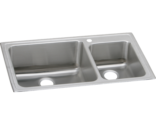 Elkay Lustertone Classic Stainless Steel 37" x 22" x 10", Offset 60/40 Double Bowl Drop-in Sink