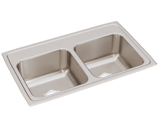 Elkay Lustertone Classic Stainless Steel 29" x 18" x 7-5/8", Equal Double Bowl Drop-in Sink