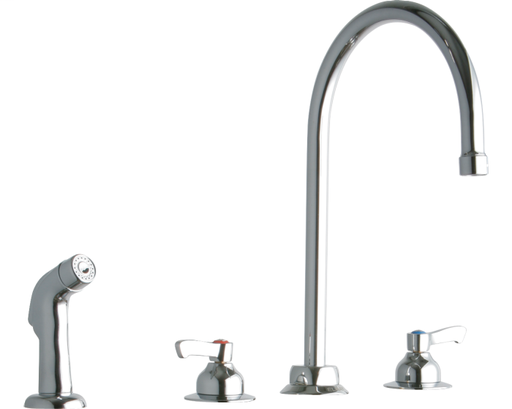Elkay 8" Centerset with Concealed Deck Faucet with 8" Gooseneck Spout 2" Lever Handles with Side Spray Chrome