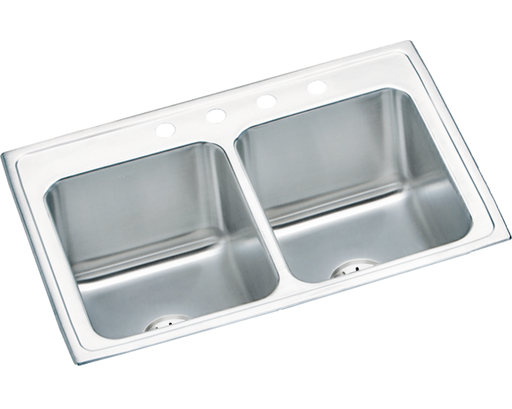 Elkay Lustertone Classic Stainless Steel 33" x 22" x 10-1/8", Equal Double Bowl Drop-in Sink with Perfect Drain