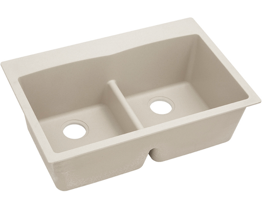 Elkay Quartz Classic 33" x 22" x 10", Equal Double Bowl Drop-in Sink with Aqua Divide, Bisque