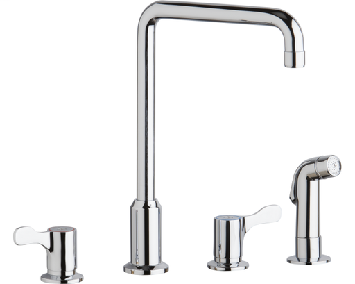 Elkay 8" Centerset Concealed Deck Mount Faucet with Arc Spout and 2-5/8" Lever Handles with Side Spray Chrome