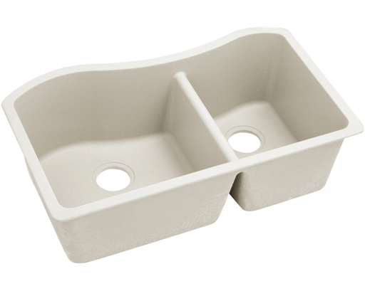 Elkay Quartz Luxe 32-1/2" x 20" x 10", 60/40 Double Bowl Undermount Sink, Ricotta
