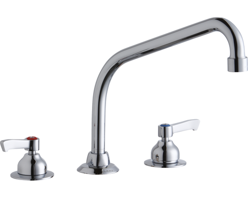 Elkay 8" Centerset with Concealed Deck Faucet with 10" High Arc Spout 2" Lever Handles Chrome