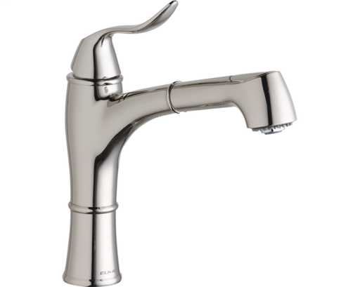 Elkay Explore Single Hole Kitchen Faucet with Pull-out Spray Lever Handle with Hi and Mid-rise Base Options Polished Nickel