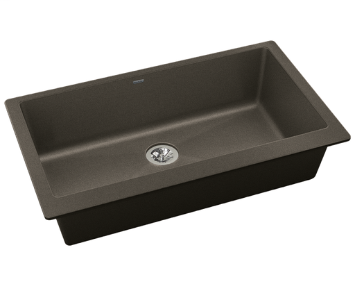 Elkay Quartz Luxe 35-7/8" x 19" x 9" Single Bowl Undermount Kitchen Sink with Perfect Drain, Chestnut