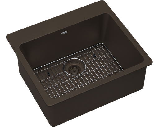 Elkay Quartz Classic 25" x 22" x 9-1/2", Single Bowl Drop-in Sink Kit, Mocha