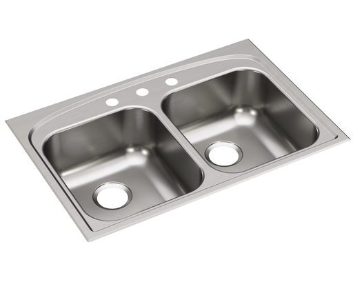 Elkay Pergola Stainless Steel 33" x 22" x 9", Double Bowl Drop-in Sink