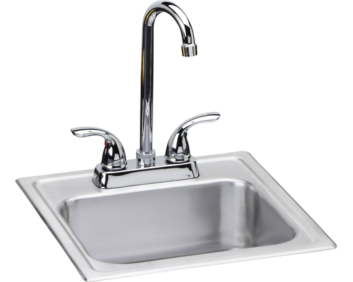 Elkay Stainless Steel 15" x 15" x 6", Single Bowl Drop-in Sink + Faucet Kit