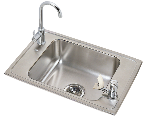 Elkay Celebrity Stainless Steel 25" x 17" x 7-1/8", Single Bowl Drop-in Classroom Sink and Faucet / Bubbler Kit