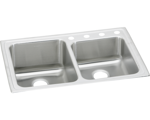 Elkay Lustertone Classic Stainless Steel 33" x 22" x 10", Offset Double Bowl Drop-in Sink