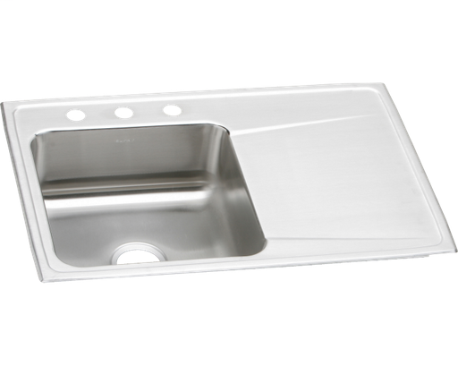 Elkay Lustertone Classic Stainless Steel 33" x 22" x 7-5/8", Single Bowl Drop-in Sink with Drainboard