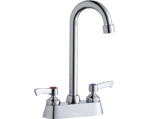 Elkay 4" Centerset with Exposed Deck Faucet with 5" Gooseneck Spout 2" Lever Handles Chrome