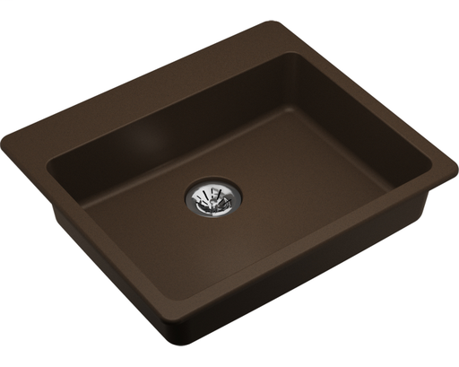 Elkay Quartz Classic 25" x 22" x 5-1/2", Single Bowl Drop-in ADA Sink with Perfect Drain, Mocha