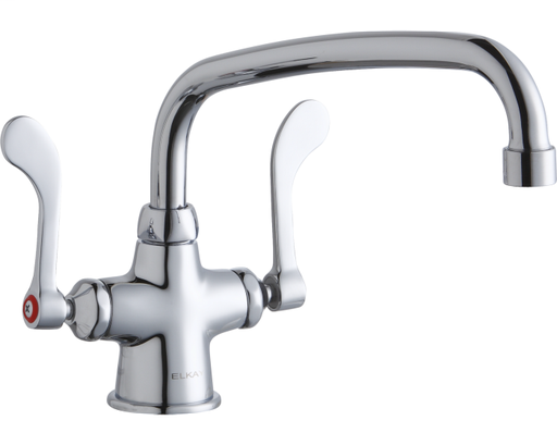 Elkay Single Hole with Concealed Deck Faucet with 10" Arc Tube Spout 4" Wristblade Handles Chrome