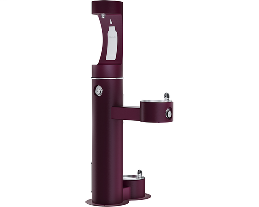 Elkay Outdoor EZH2O Bottle Filling Station Bi-Level, Pedestal with Pet Station Non-Filtered Non-Refrigerated Purple