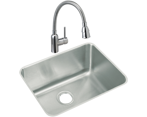 Elkay Lustertone Classic Stainless Steel 23-1/2" x 18-1/4" x 12", Single Bowl Undermount Sink and Faucet Kit