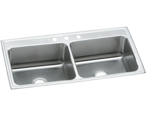 Elkay Lustertone Classic Stainless Steel 43" x 22" x 12-1/8", Equal Double Bowl Drop-in Sink