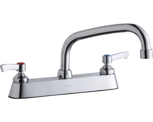 Elkay 8" Centerset with Exposed Deck Faucet with 8" Arc Tube Spout 2" Lever Handles Chrome