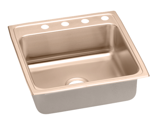Elkay CuVerro Antimicrobial Copper 22" x 22" x 7-5/8", Single Bowl Drop-in Sink