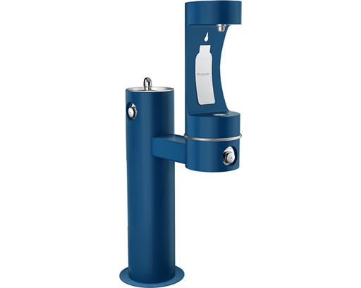 Elkay Outdoor EZH2O Bottle Filling Station Bi-Level Pedestal, Non-Filtered Non-Refrigerated Blue